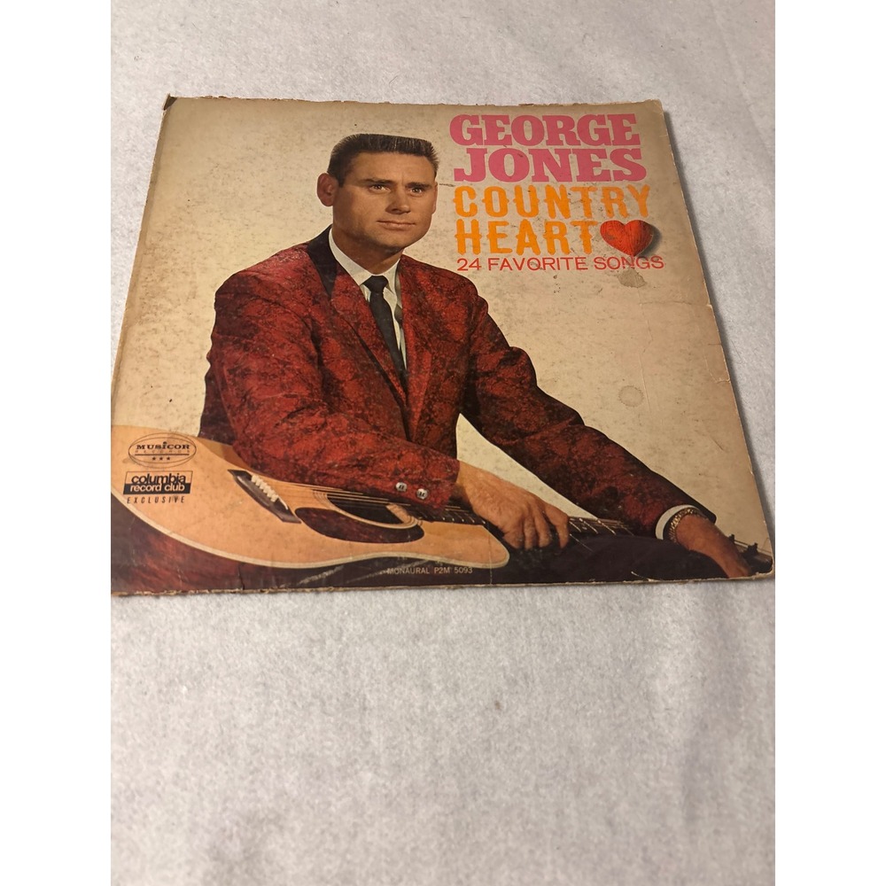 Musicor George Jones Country Heart LP 12" Black Good 24 Songs P2M 5093 Mono